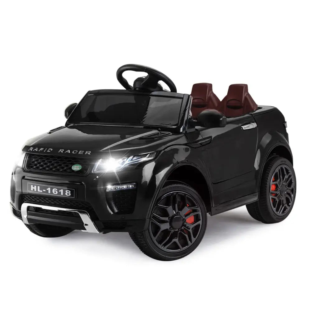 Rovo kids ride-on car electric with red seats & steering - black range rover style - 5 colours