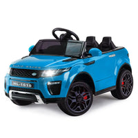 Rovo kids ride-on car electric battery - blue with black roof and wheels