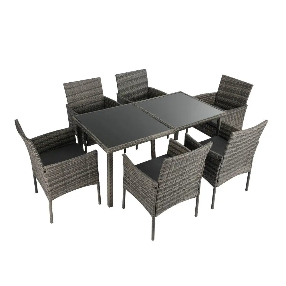 Rural style 6 seater outdoor wicker dining set 1