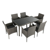 Rural style 6 seater outdoor wicker dining set 1