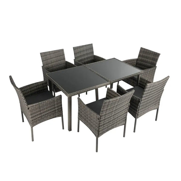 Rural style 6 seater outdoor wicker dining set 1