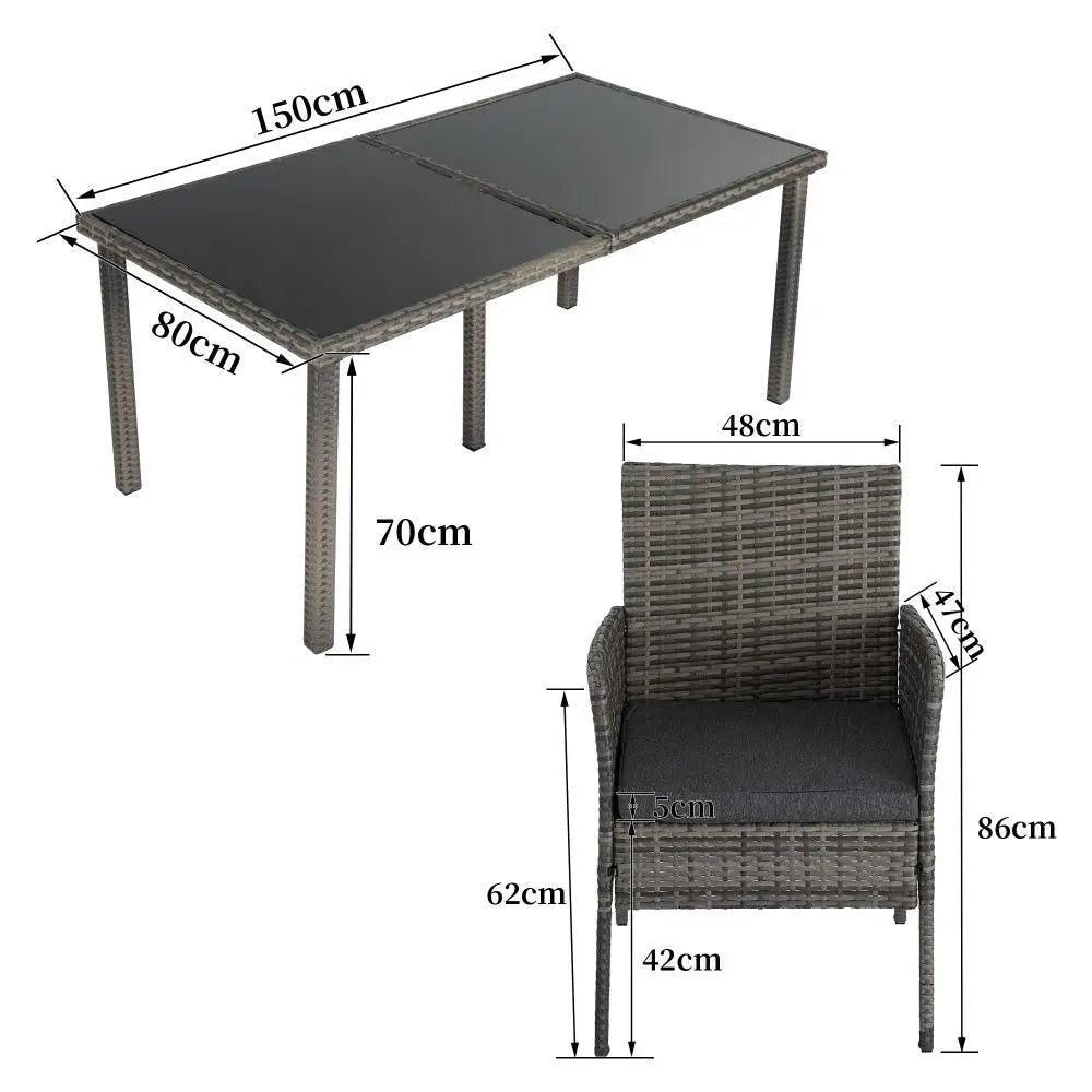 Rural style 6 seater outdoor wicker dining set 7