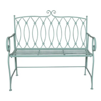 Sage sacha outdoor bench with wrought iron design