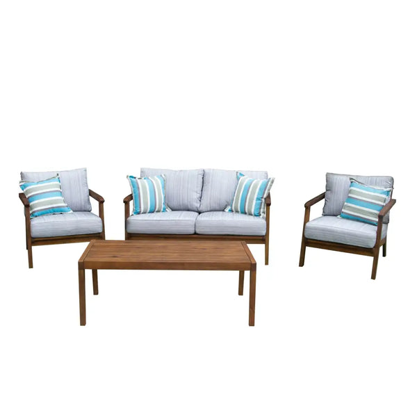 Stunning saigon timber lounge set 4 pcs outdoor patio furniture
