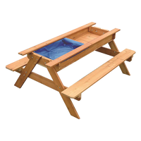 Wooden picnic table with blue plastic top from sand & water wooden picnic table