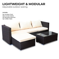 Sarantino 5pc modular outdoor lounge set rattan - brown, outdoor patio furniture