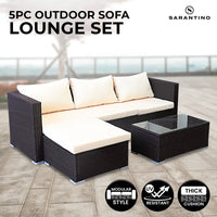 Sarantino 5pc modular outdoor lounge set rattan - brown - outdoor furniture set