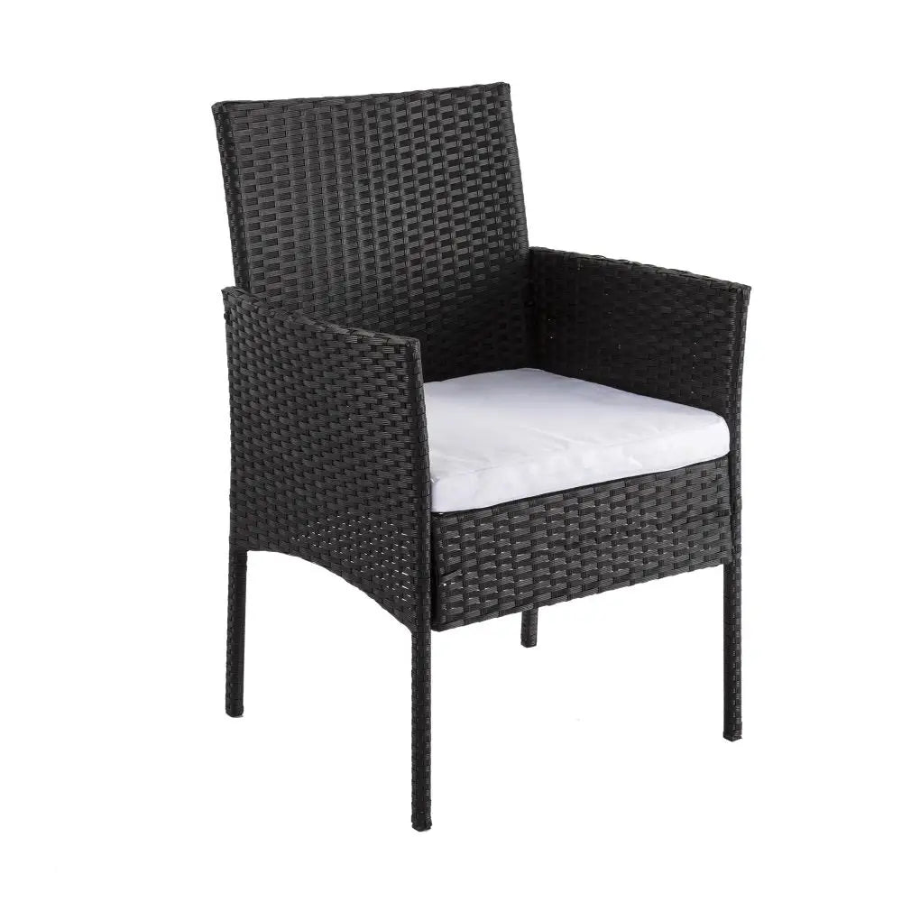 Ville 4-seater wicker outdoor lounge sofa set - black with white cushion