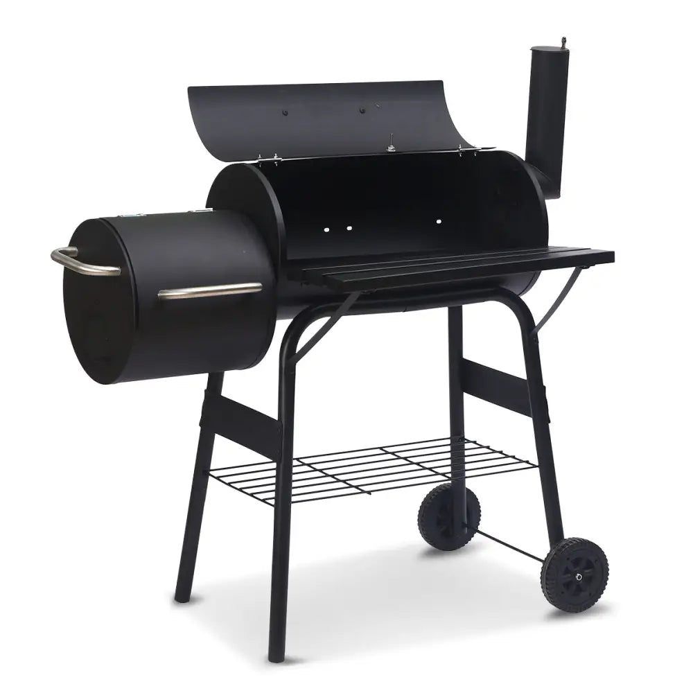 Wallaroo 2-in-1 outdoor barbecue grill & offset smoker, perfect for small backyard bbqs on the smokemaster bbs grill