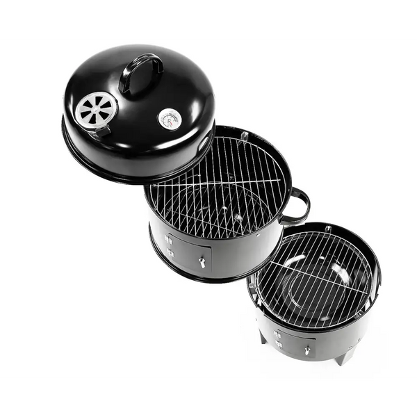 Wallaroo 3-in-1 charcoal bbq smoker with double grills