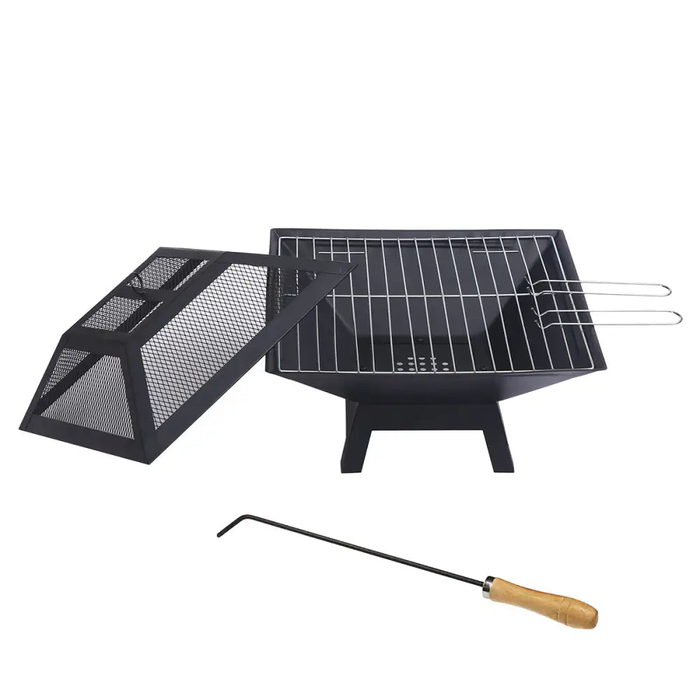 Wallaroo portable outdoor fire pit with bbq grill tool